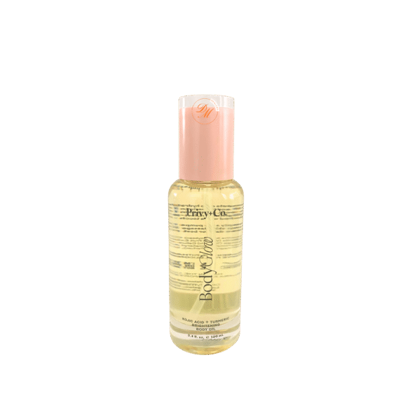 Privy+Co. Body Glow Kojic Acid + Turmeric Brightening Body Oil Hydrating Glow Oil (1024 x 1024 px) Privy+Co. Body Glow Kojic Acid and Turmeric Brightening Body Oil with Vitamin E and hyaluronic acid for hydrated glowing skin.
