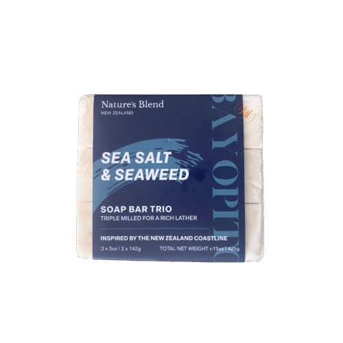 Sea salt & Seaweed bar soap Made In New zealand Nature's Blend Sea Salt and Seaweed Bar Soap Trio made in New Zealand with mineral-rich sea salt and seaweed for refreshing cleansing.