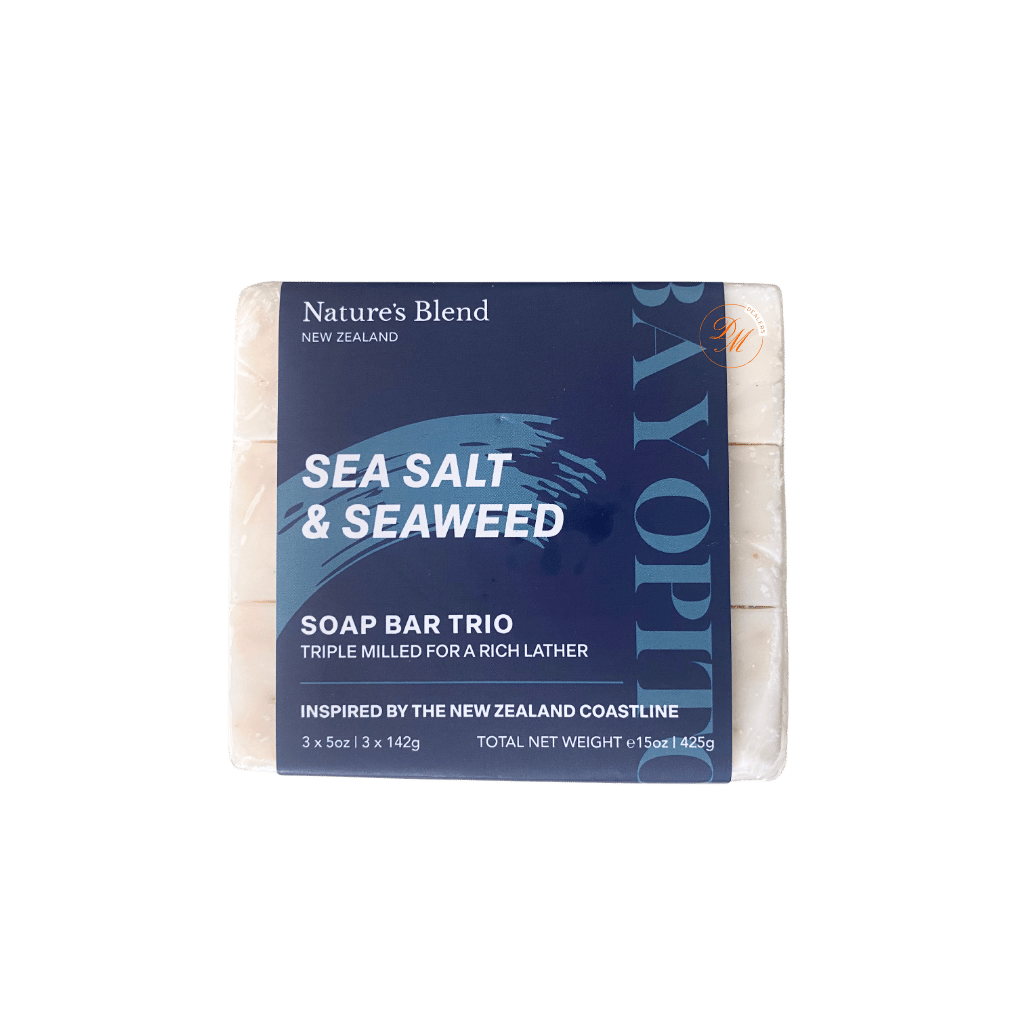 Nature's Blend Sea Salt and Seaweed Bar Soap Trio made in New Zealand with mineral-rich sea salt and seaweed for refreshing cleansing.