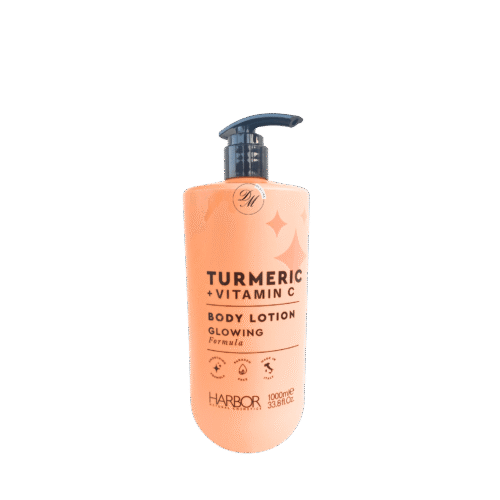Harbor Natural Cosmetics Turmeric + Vitamin C Body Lotion made in Italy with a glowing formula for hydrated, smooth, radiant looking skin.