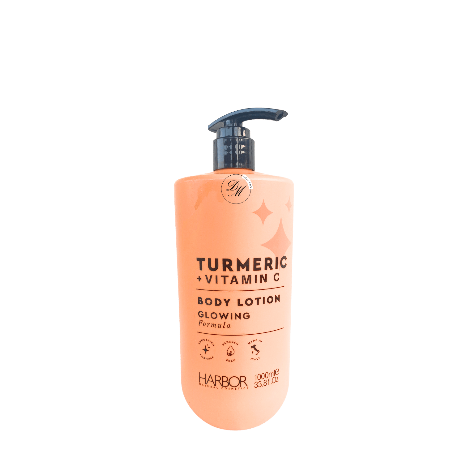 Harbor Natural Cosmetics Turmeric + Vitamin C Body Lotion made in Italy with a glowing formula for hydrated, smooth, radiant looking skin.